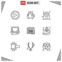 9 creativo icone moderno segni e simboli di attività commerciale ragnatela dispositivi SEO cuffie modificabile vettore design elementi