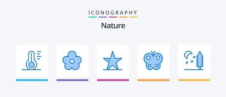 natura blu 5 icona imballare Compreso natura. Pasqua. ecologia. la farfalla. stella. creativo icone design vettore