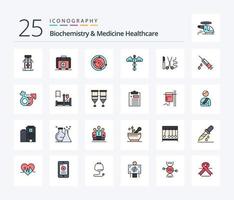 biochimica e medicina assistenza sanitaria 25 linea pieno icona imballare Compreso strumenti. Salute. spase. cuore. medico vettore