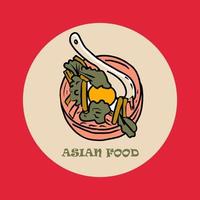 vettore panasian cibo striscione. mano disegnato asiatico cibo illustrazione.