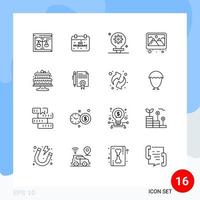 impostato di 16 moderno ui icone simboli segni per decorazione foto celebrazione telaio ambientazione modificabile vettore design elementi