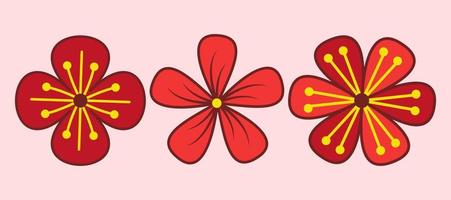 impostato di Cinese tradizionale fiori ornamenti, lunare nuovo anno elemento decorazioni vettore