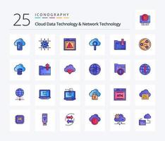 nube dati tecnologia e Rete tecnologia 25 linea pieno icona imballare Compreso dawonlod. trova. file. ricerca. nube vettore