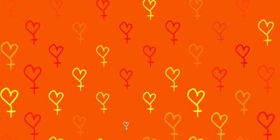 sfondo vettoriale arancione chiaro con simboli di donna.