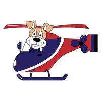 carino animale cartone animato cavalcata elicottero vettore