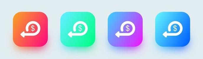 cashback solido icona nel piazza pendenza colori. i soldi indietro segni vettore illustrazione.