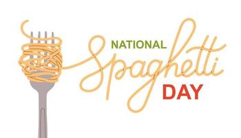 nazionale spaghetti giorno. spaghetti parola, pasta e forchetta. vettore illustrazione
