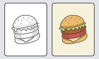 imparare colorazione per bambini e elementare scuola. hamburger cibo vettore