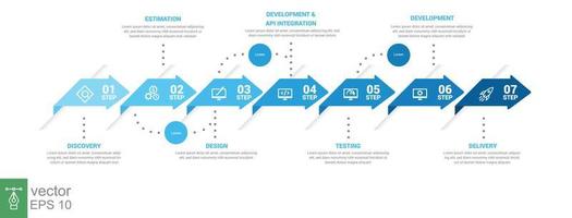 vettore Infografica design modello con icone e 7 opzioni o passi. può essere Usato per processi diagramma, presentazioni, flusso di lavoro disposizione, striscione, flusso grafico, Informazioni grafico. eps 10.