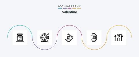 San Valentino linea 5 icona imballare Compreso amore. amore. obbiettivo. giorno. San Valentino vettore