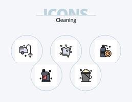 pulizia linea pieno icona imballare 5 icona design. scopa. Mocio. lavaggio. pulizia. spray vettore