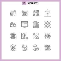 16 universale schema segni simboli di del browser shopping impostazioni borsetta lecca-lecca modificabile vettore design elementi
