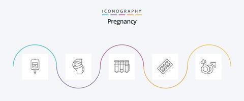 gravidanza linea 5 icona imballare Compreso pillola. sangue. incinta. laboratorio. tubo vettore