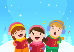 Bambini che cantano il vettore di canti natalizi