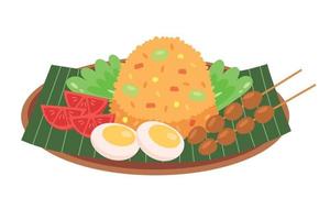 gustoso indonesiano fritte riso cartone animato vettore