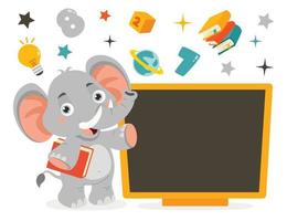 formazione scolastica illustrazione con cartone animato elefante vettore