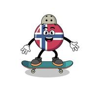 Norvegia bandiera portafortuna giocando un' skateboard vettore