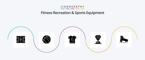 fitness ricreazione e gli sport attrezzatura glifo 5 icona imballare Compreso gioco. premio. sport. realizzazione. camicia vettore