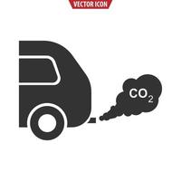 auto scarico co2 nero silhouette icona. ambientale inquinamento concetto. vettore illustrazione isolato su bianca sfondo.