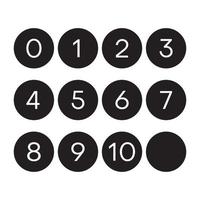 semplice impostato di nero cerchio con numeri 0 per 10 dentro. vettore illustrazione.