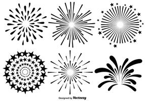 Insieme di vettore delle illustrazioni dei fuochi d'artificio su fondo bianco