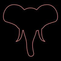 neon testa di elefante silhouette portafortuna davanti Visualizza africano animale rosso colore vettore illustrazione Immagine piatto stile