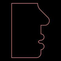 neon umano viso lato Visualizza testa bocca naso labbro maschio profilo persona silhouette rosso colore vettore illustrazione Immagine piatto stile