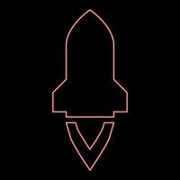 neon razzo con fiamma nel volante navicella spaziale lancio spazio esplorazione guerra arma concetto rosso colore vettore illustrazione Immagine piatto stile