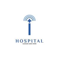 iniziale lettera io ospedale icona vettore logo modello illustrazione design