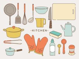 illustrazione impostato di quotidiano necessità -cucina forniture vettore