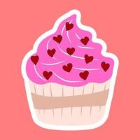 San Valentino giorno Cupcake icona con piatto stile cuore isolato su bianca sfondo. amore concetto. vettore illustrazione.