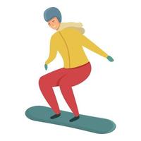 azione snowboard icona cartone animato vettore. sport bambino vettore