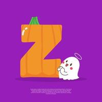 zucca più lettera z con carino fantasma emoji etichetta accanto esso vettore illustrazione.