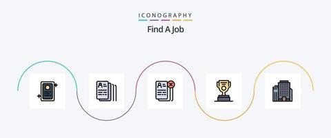 trova un' lavoro linea pieno piatto 5 icona imballare Compreso costruzione. tazza. carriera. premio. lavoro vettore