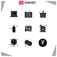 impostato di 9 moderno ui icone simboli segni per sassofono musica in linea shopping calendario farmacia modificabile vettore design elementi