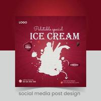 delizioso ghiaccio crema sociale media inviare design vettore