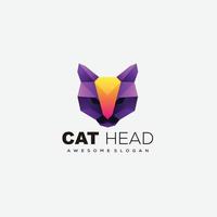 gatto testa design logo illustrazione colore vettore