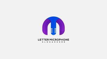 lettera m microfono logo design icona vettore modello