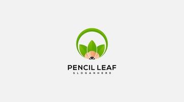 matita foglia vettore logo design illustrazione