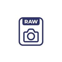 icona di file raw con la fotocamera vettore