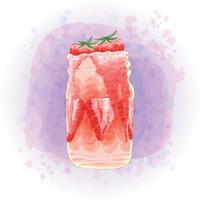 acquerello fragola frullato frappè freddo bevande grafica 04 vettore