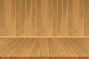 stanza vuota con pavimento in legno e parete in legno vettore