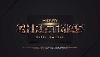 buon natale banner con testo 3d oro su carta nera vettore