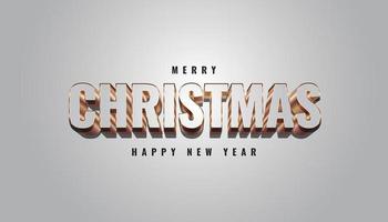 buon natale banner con lettere 3d grigie e oro vettore