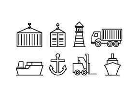 set di icone del porto vettore