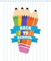 torna a scuola poster con matite colorate vettore