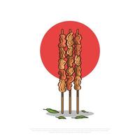 satay o saziare vettore illustrazione, tradizionale cibo a partire dal Indonesia. illustrazione di saziare e verde peperoncino di Cayenna Pepe