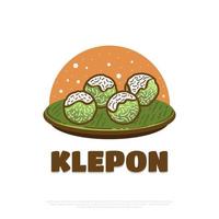 illustrazione di klepon cosparso con grattugiato Noce di cocco. indonesiano tradizionale cibo o merenda vettore