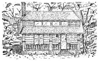 mano disegnato Casa nel nero e bianca. schizzo vettore illustrazione.