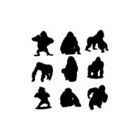 gorilla animale impostato silhouette collezione creativo design vettore